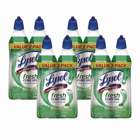 Lysol Cling and Fresh Toilet Bowl Cleaner, Forest Rain Scent, 24 oz, PK8 19200-98015